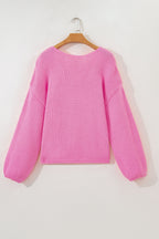 Festive Bow Backless Bubble Sleeve Sweater