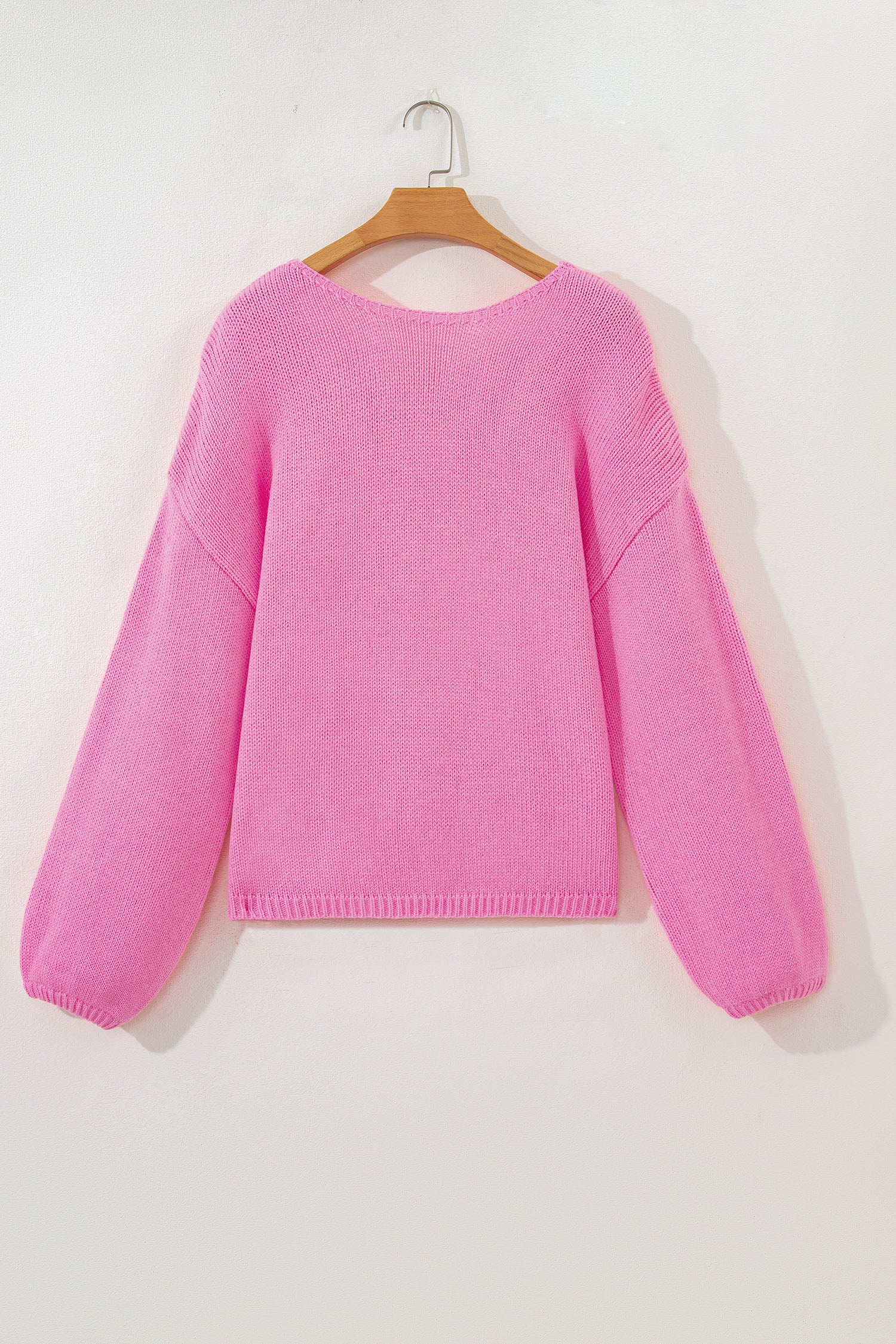 Festive Bow Backless Bubble Sleeve Sweater