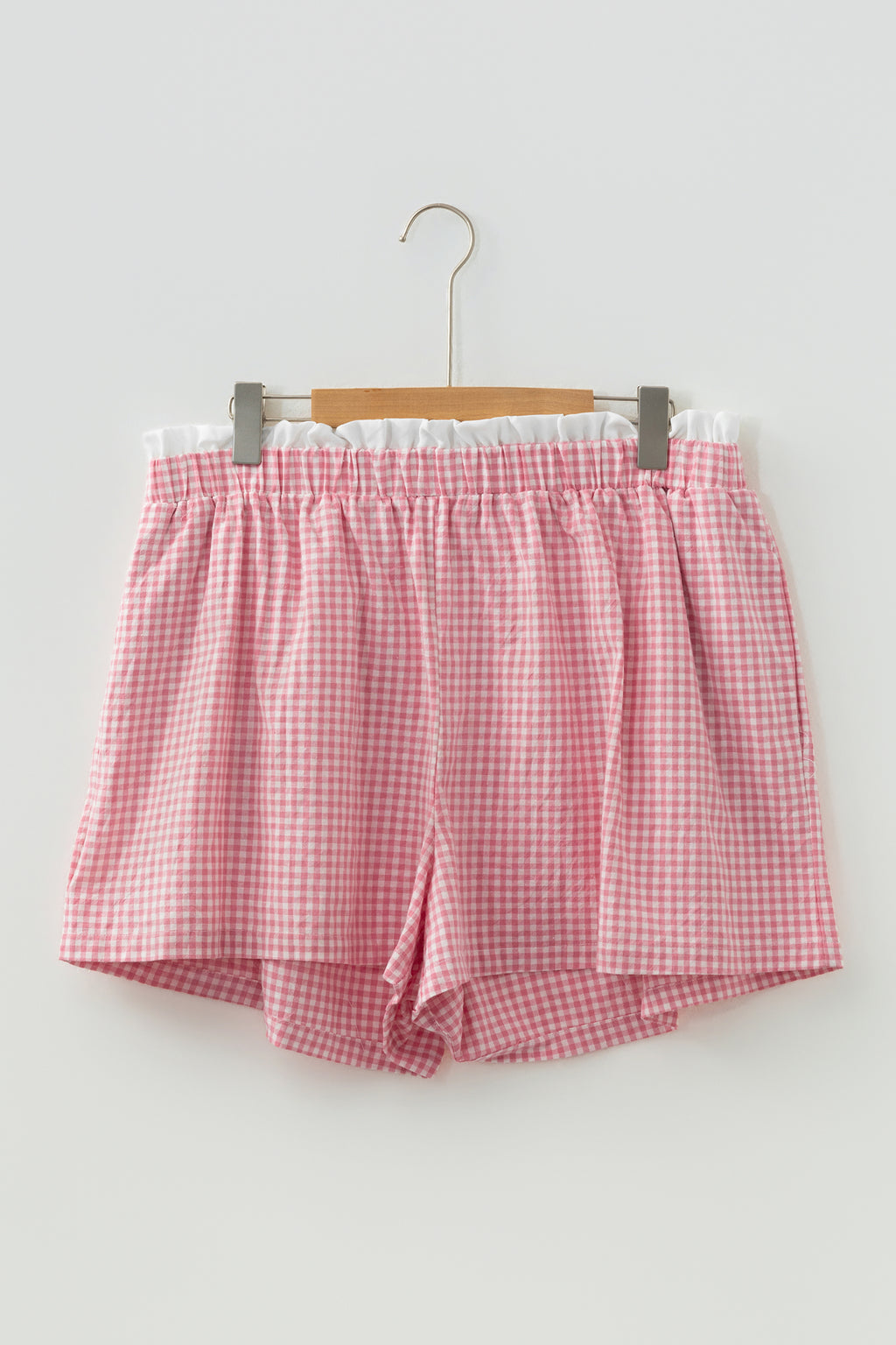 Contrast Trim Plaid Print Plus Size Shorts