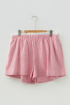 Contrast Trim Plaid Print Plus Size Shorts