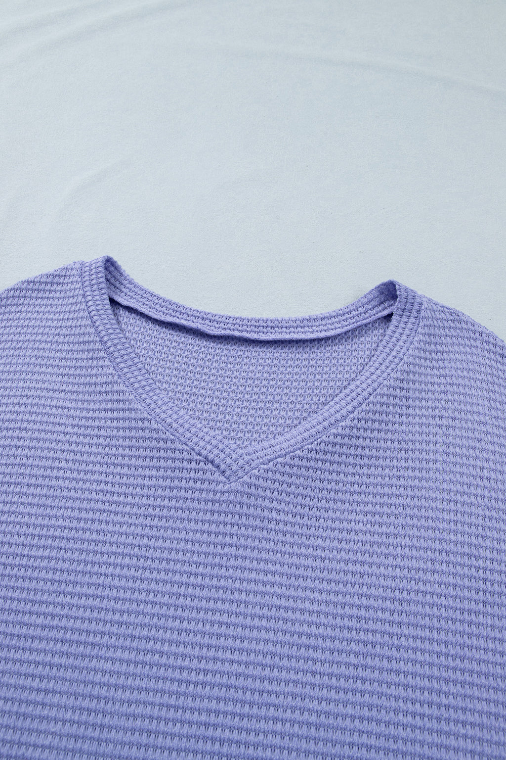 V Neck Short Sleeve Plus Size Waffle Knit Top