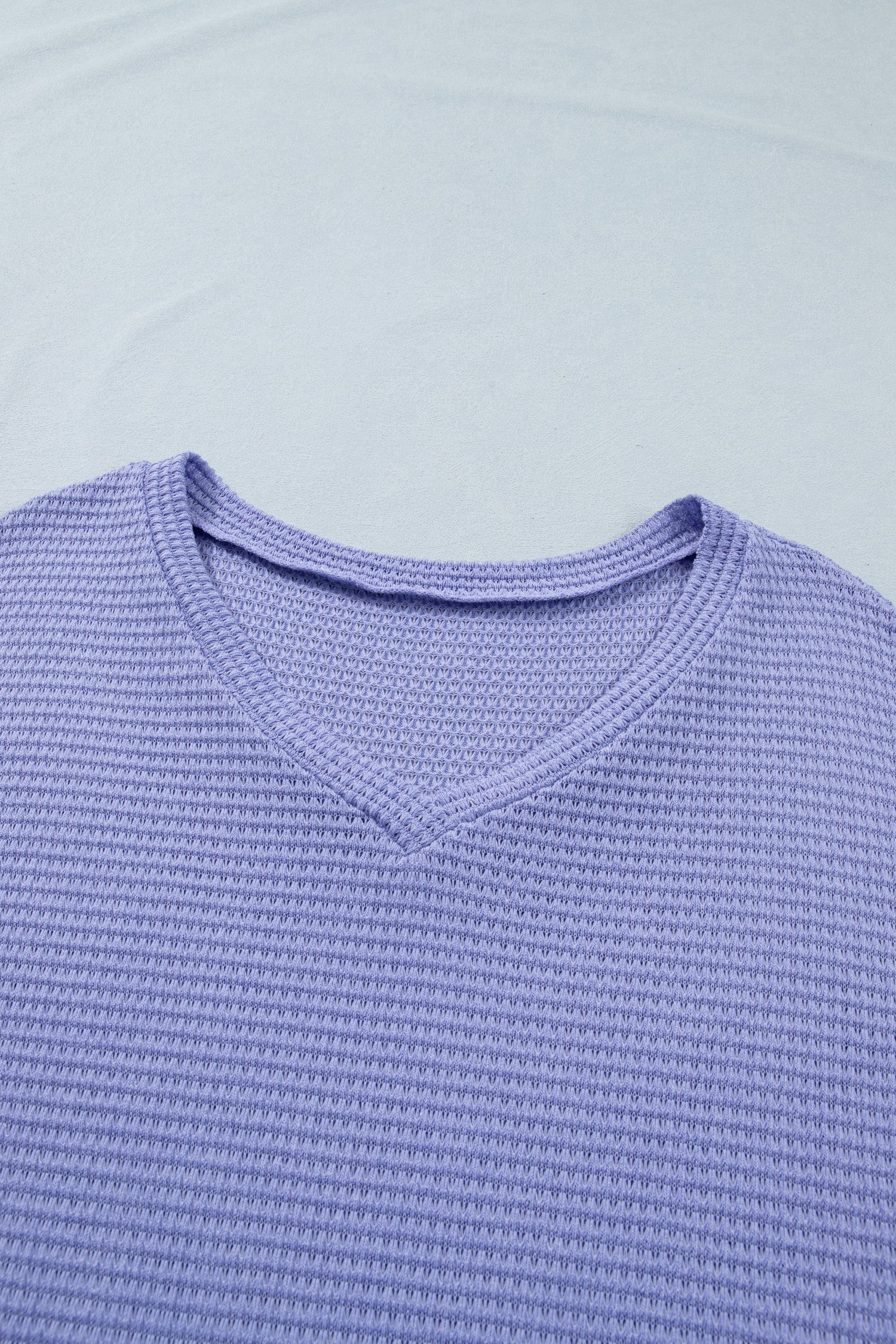 V Neck Short Sleeve Plus Size Waffle Knit Top