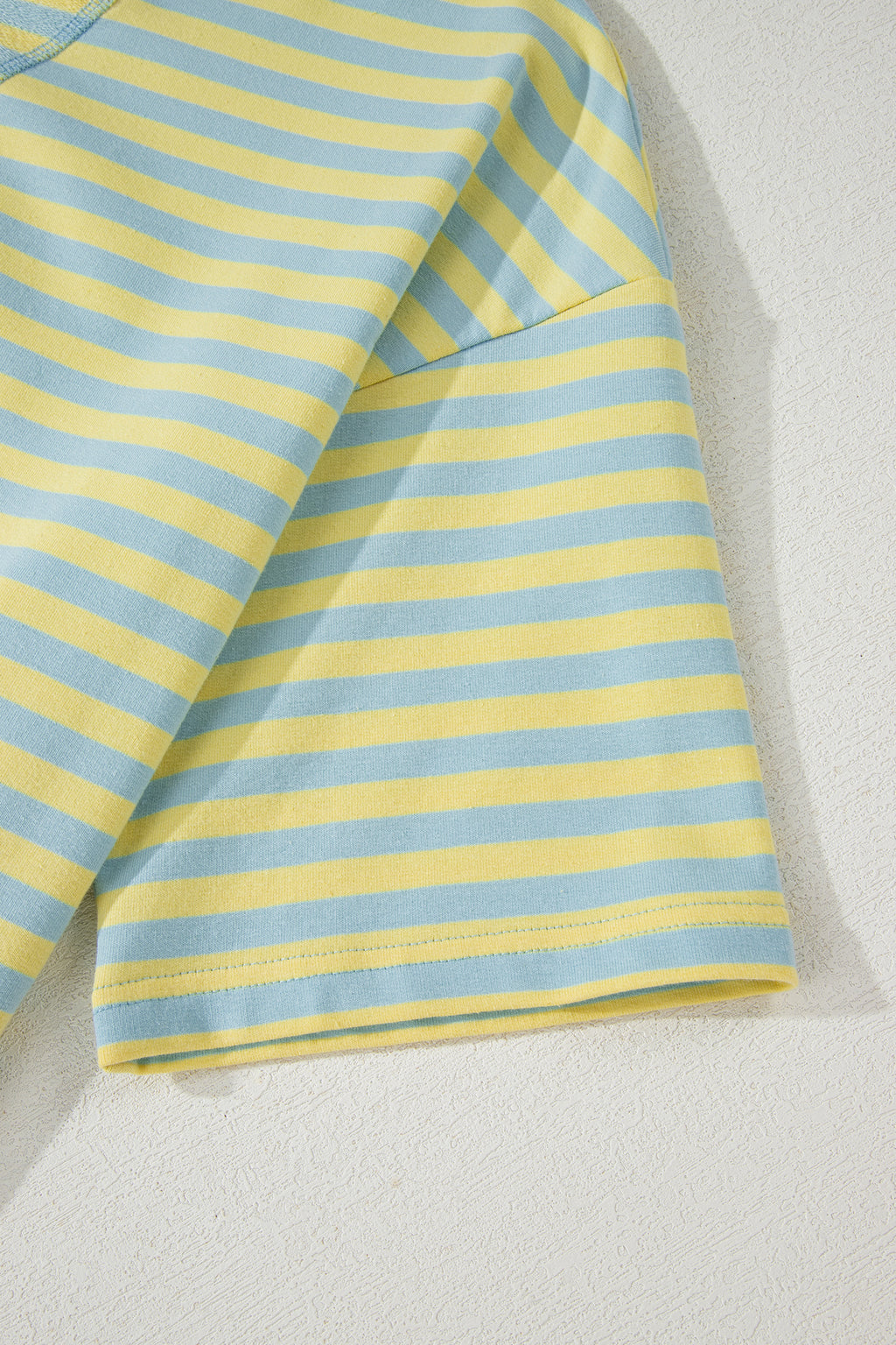 Striped Drop Shoulder Boxy Casual Terry Short Set