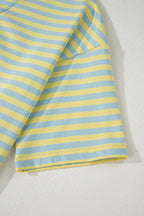 Striped Drop Shoulder Boxy Casual Terry Short Set