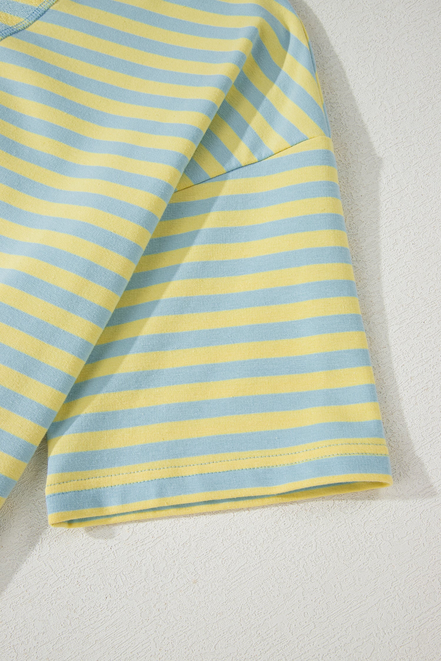 Striped Drop Shoulder Boxy Casual Terry Short Set