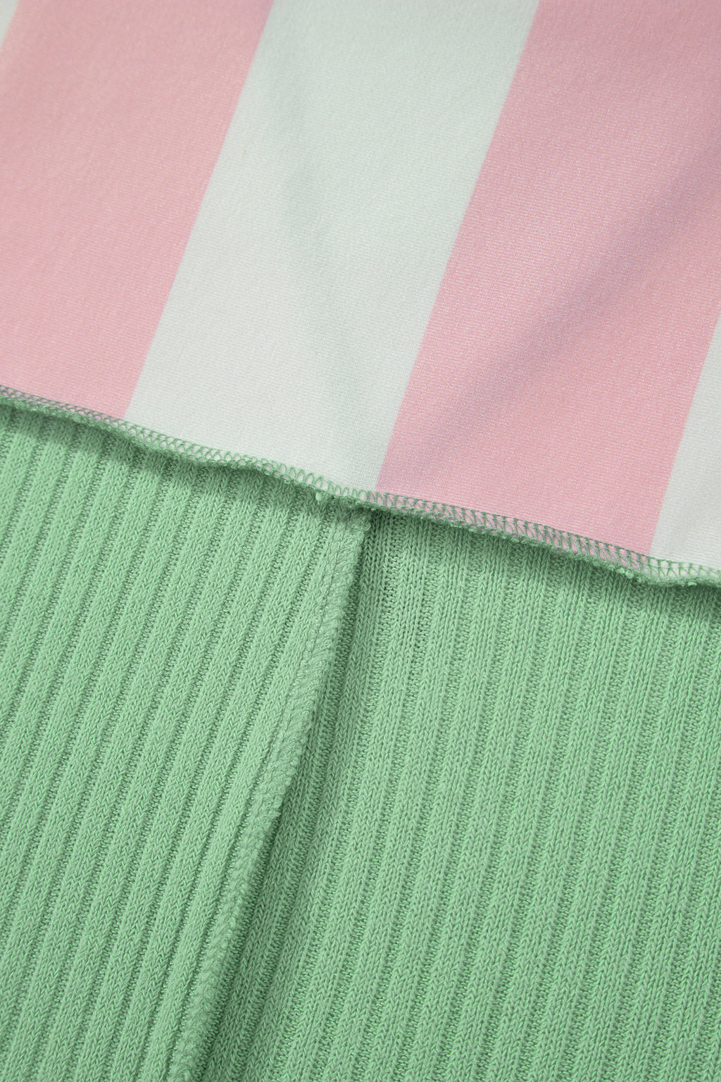 Striped Exposed Seam Ribbed Patchwork Oversized Tee
