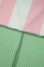 Striped Exposed Seam Ribbed Patchwork Oversized Tee