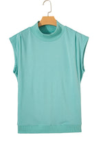 Solid Color High Neck Cap Sleeve Loose Top