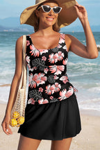 Scoop Neck Adjustable Tankini and Matching Skort Bathing Suit