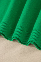 Bright Green Shiny Lucky Striped Flutter Sleeve Round Neck Sweater