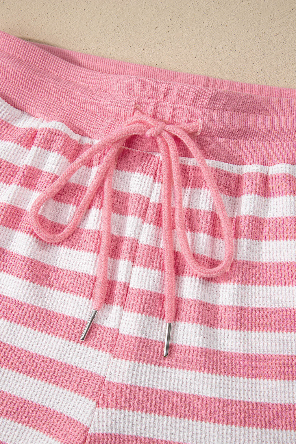 Striped Puff Short Sleeve T Shirt Matching Shorts Set