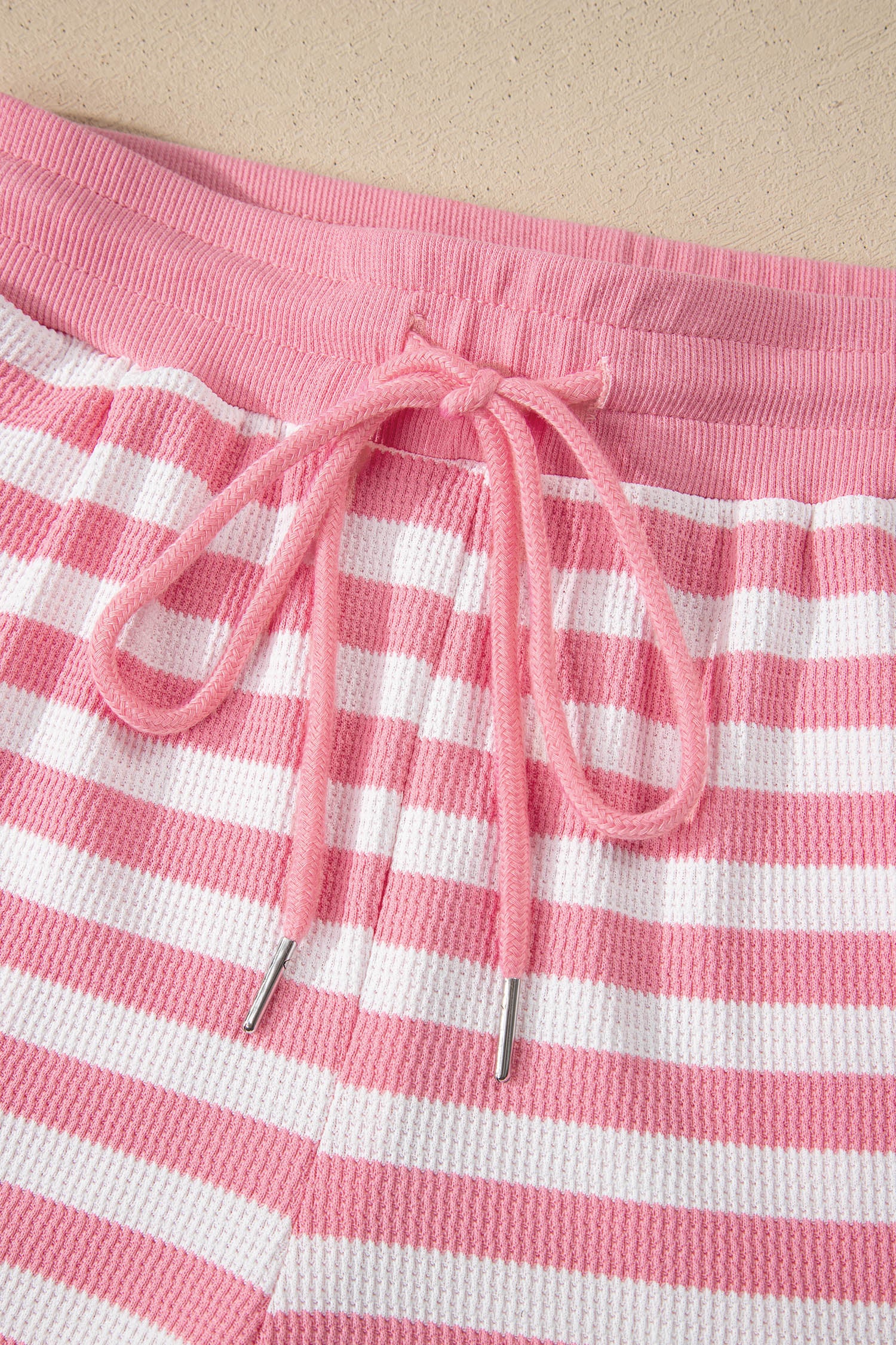 Striped Puff Short Sleeve T Shirt Matching Shorts Set