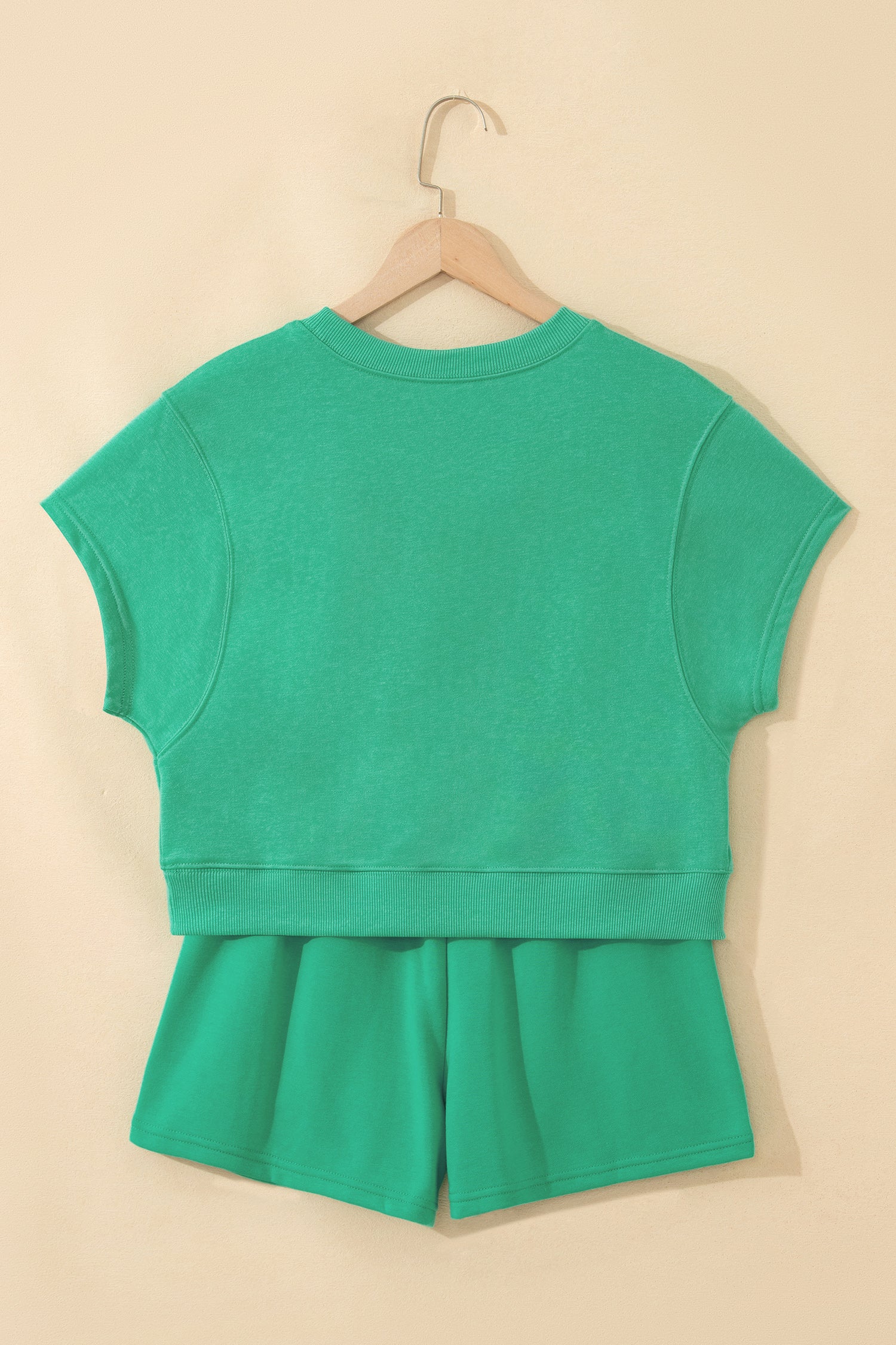 Solid Color Loose Tee Drawstring Shorts 2pcs Outfit