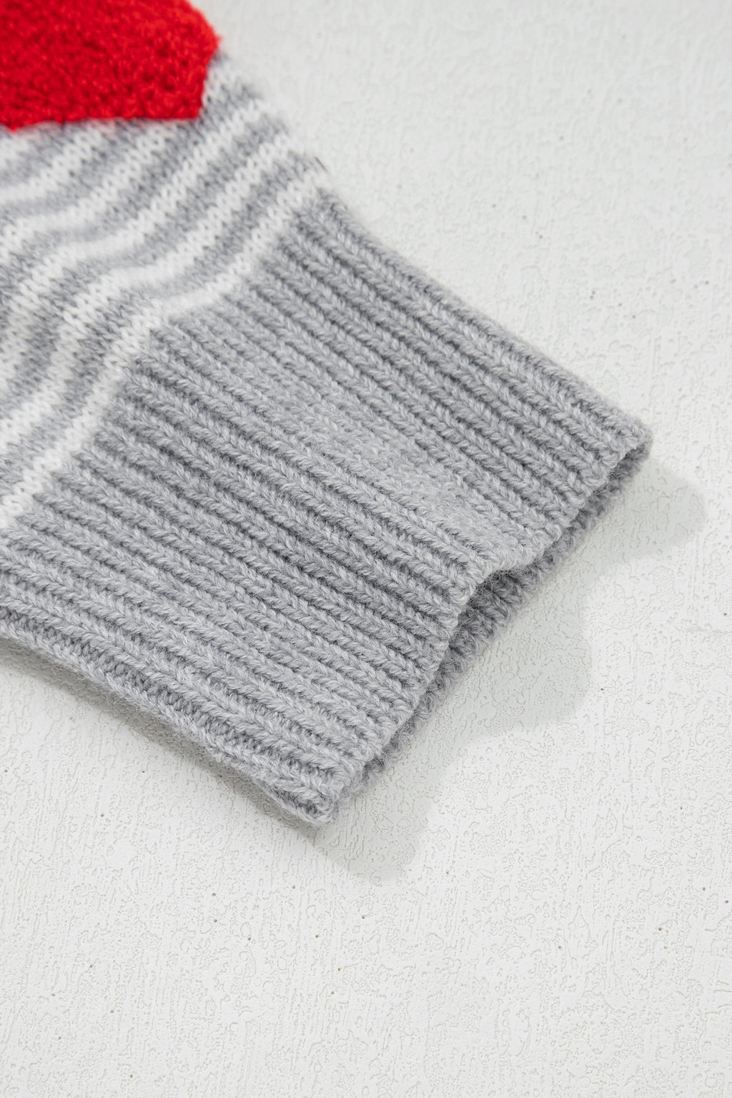 Stripe Contrast Heart Pattern Valentine Knit Sweater