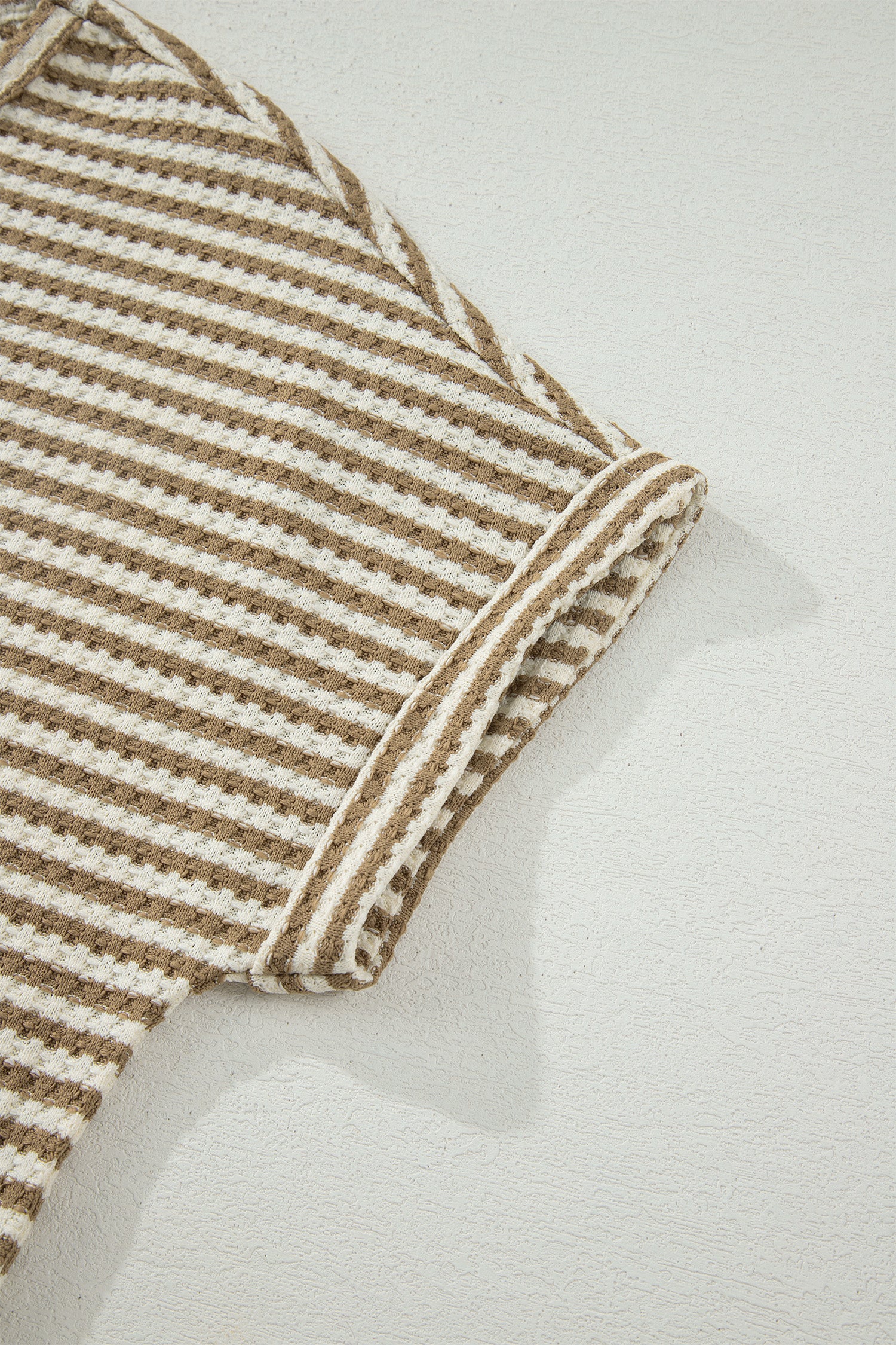Striped Breathable Textured Knit Short 2pcs Set