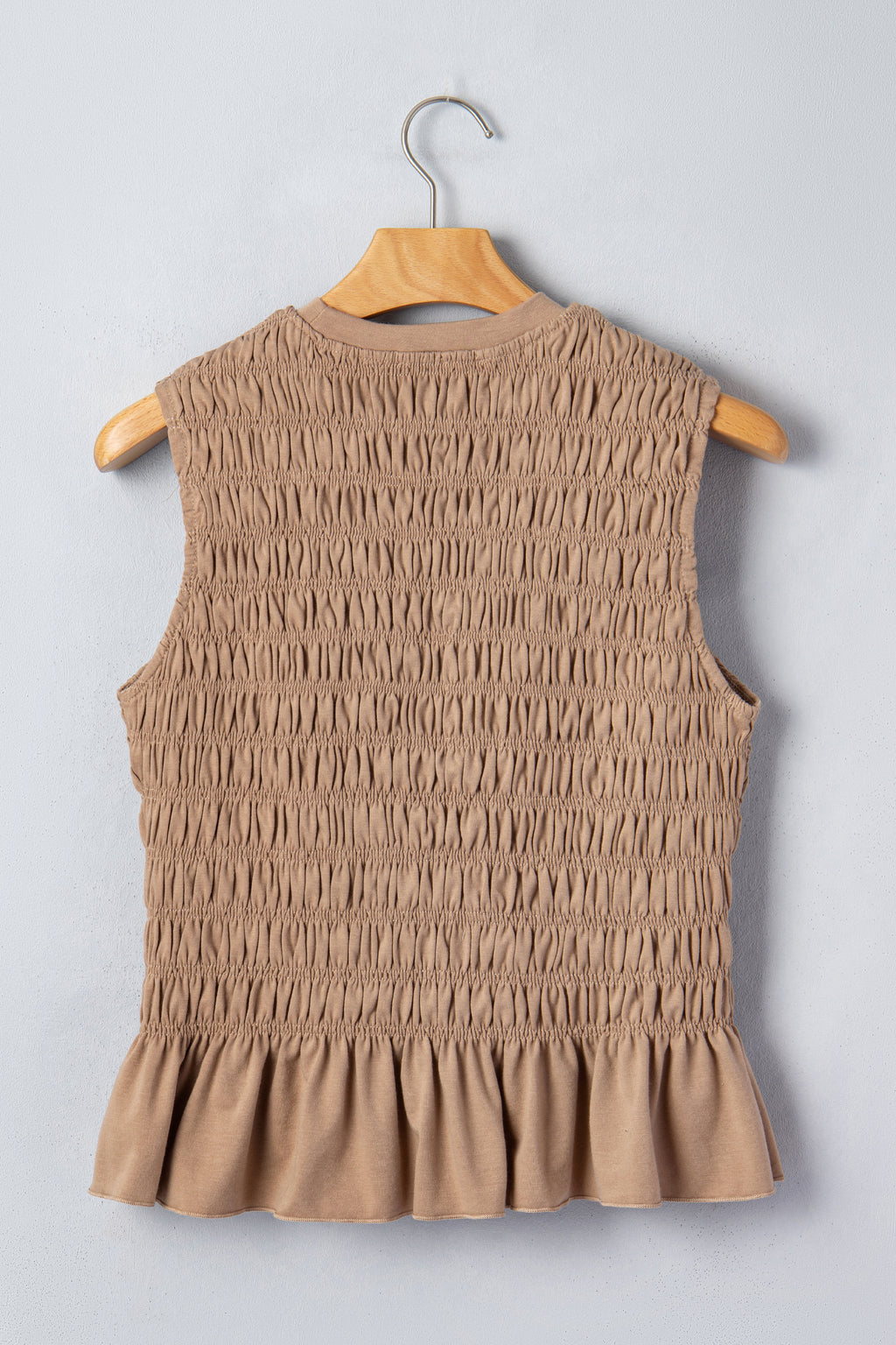 Shirred Slim Fit Ruffle Hem Tank Top
