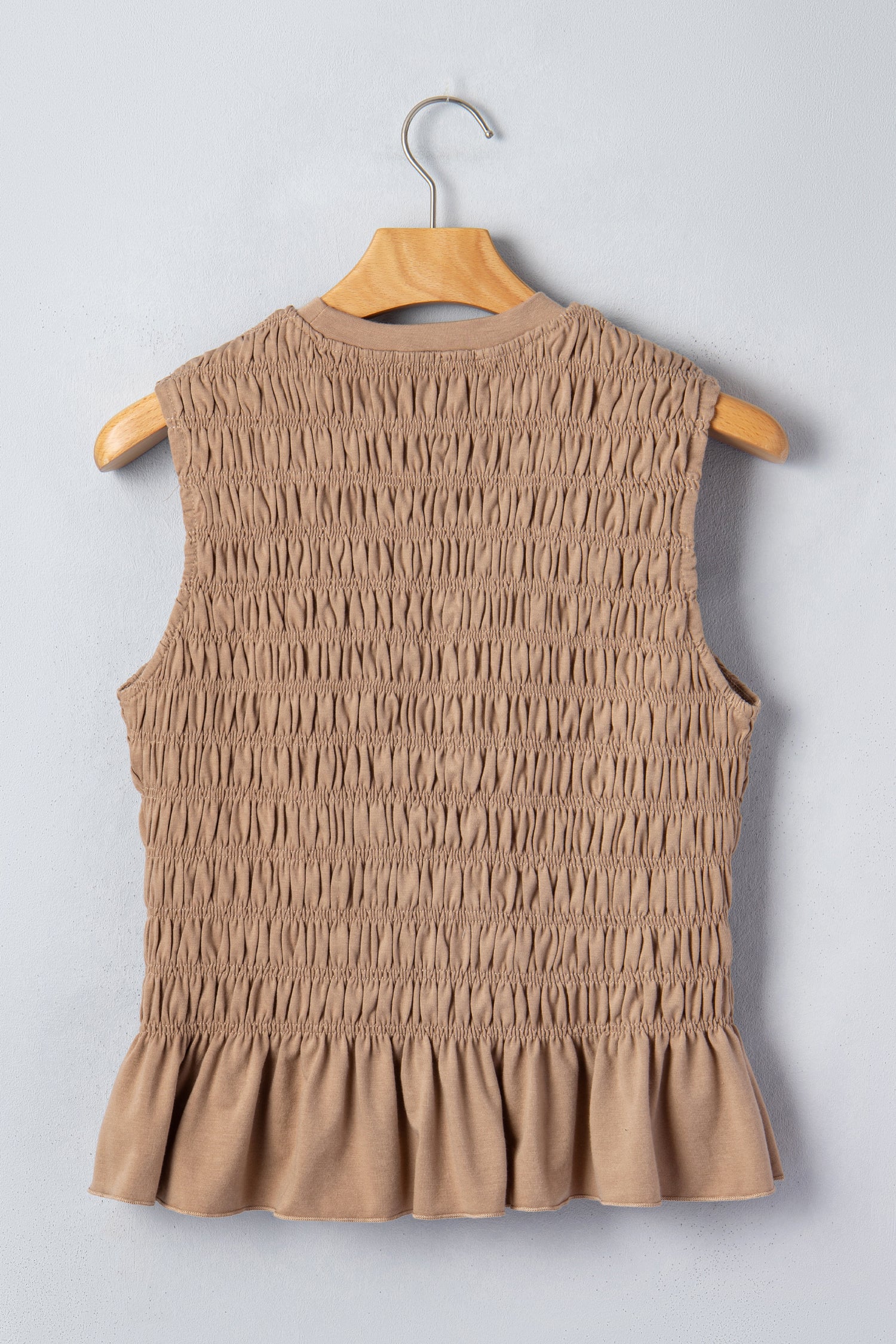 Shirred Slim Fit Ruffle Hem Tank Top