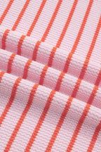 Pink Stripe Textured Knit Sleeveless Casual Sweater Top