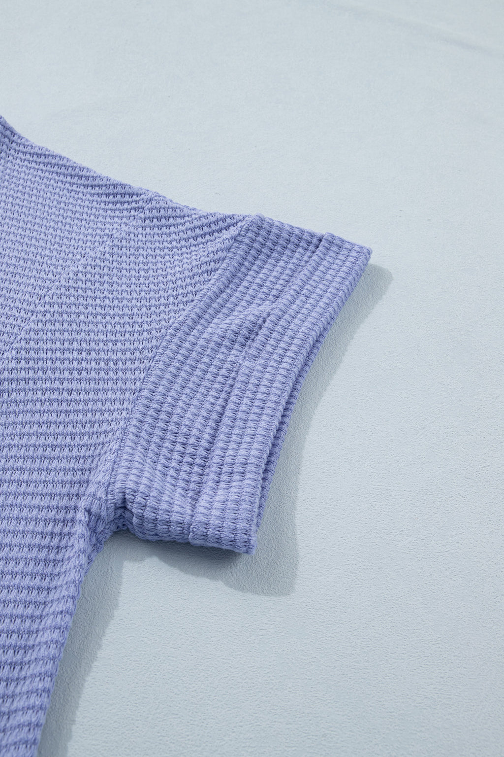 V Neck Short Sleeve Plus Size Waffle Knit Top