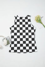 Checkerboard Printed Slim Tank Top