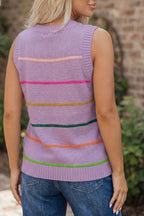 Striped Round Neck Knitted Sweater Tank
