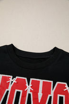 Bow Sequin XOXO Letter Graphic Exposed Seam Baggy Sweatshirt