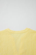 Yellow Gingham Textured Bow Tie Short Sleeve Tiered Midi Dress