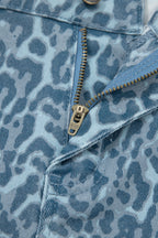 Leopard Frayed Edge Wide Leg High Waist Jeans
