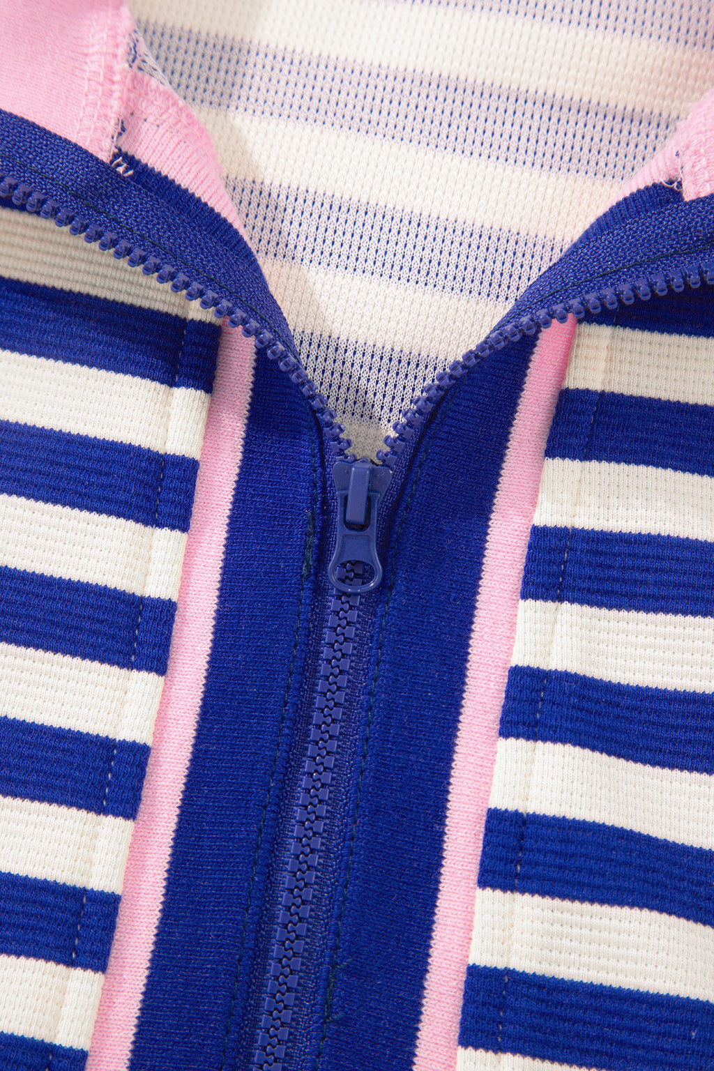 Textured Stripe Print Contrast Trim Zip Collar Sleeveless 2pcs Skort Set