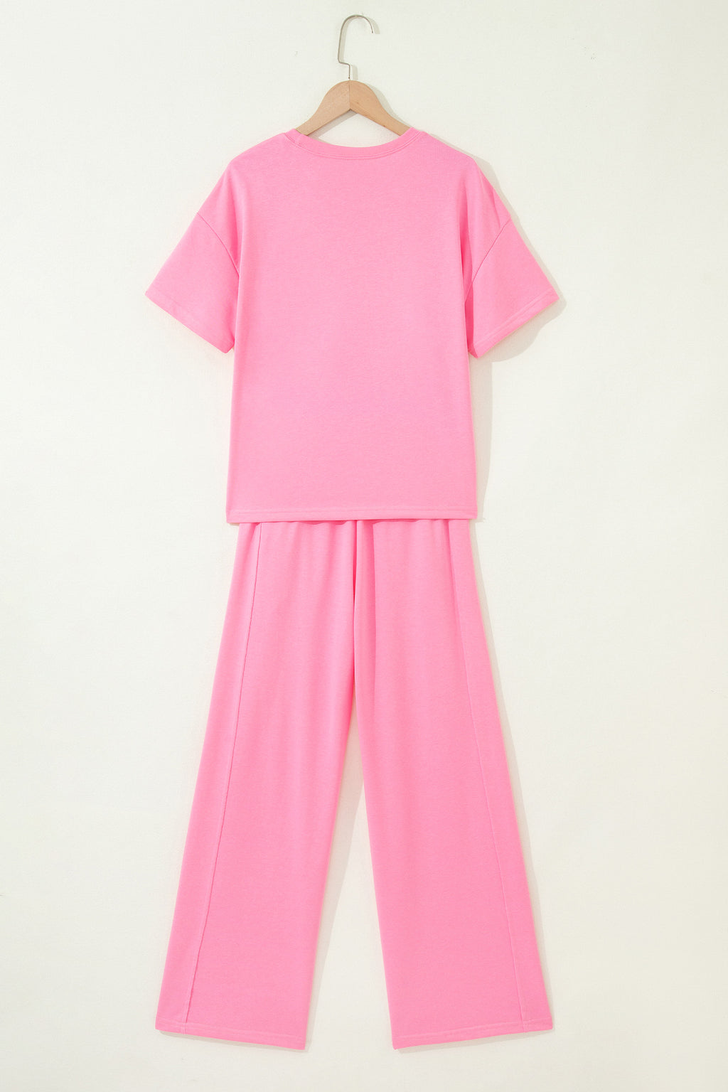 Solid Cover Oversize Tee Pocketed Casual Pants 2pcs Outfit