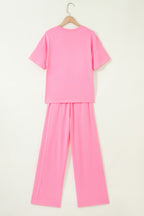 Solid Cover Oversize Tee Pocketed Casual Pants 2pcs Outfit