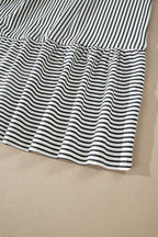 Striped Plus Size Slit V Neck Tiered Flutter Sleeve Maxi Dress