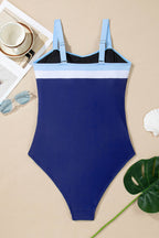 Color Block Detail Adjustable Straps One Piece Swimsuit