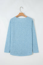 Textured Raglan Sleeve Knit Loose Top