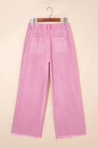 Pink Beaded Side Detail Split Loose Jeans
