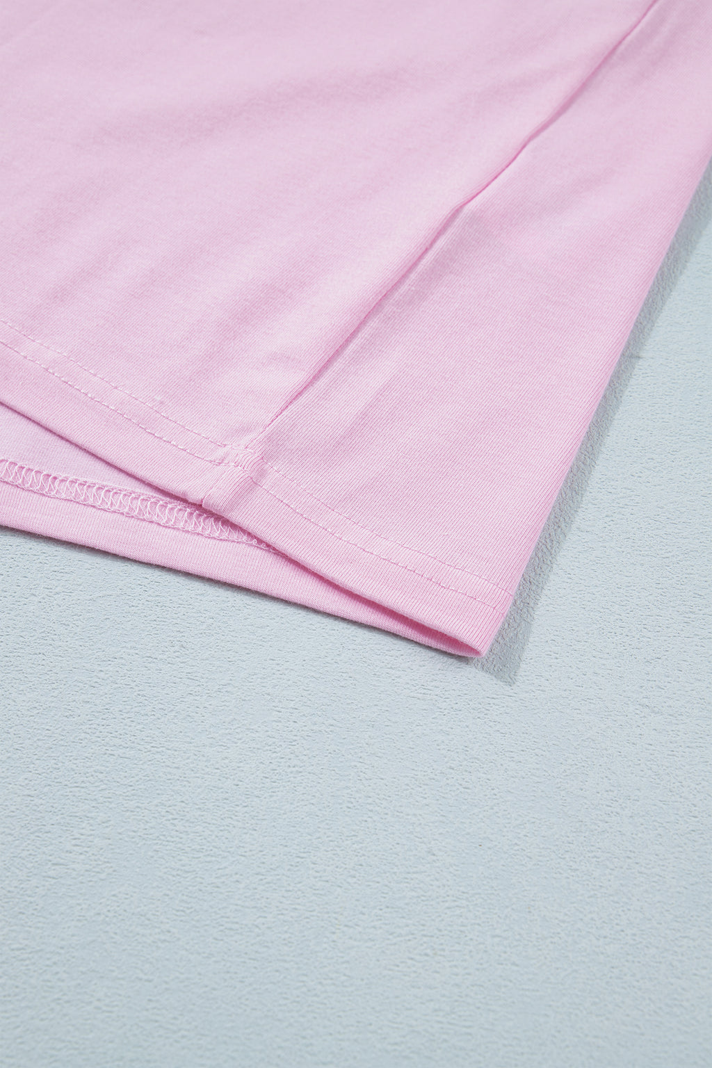 Gossamer Pink Embroidered Bow Detail Color Block Loose Tee