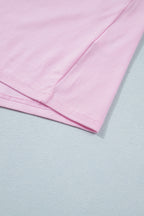 Gossamer Pink Embroidered Bow Detail Color Block Loose Tee