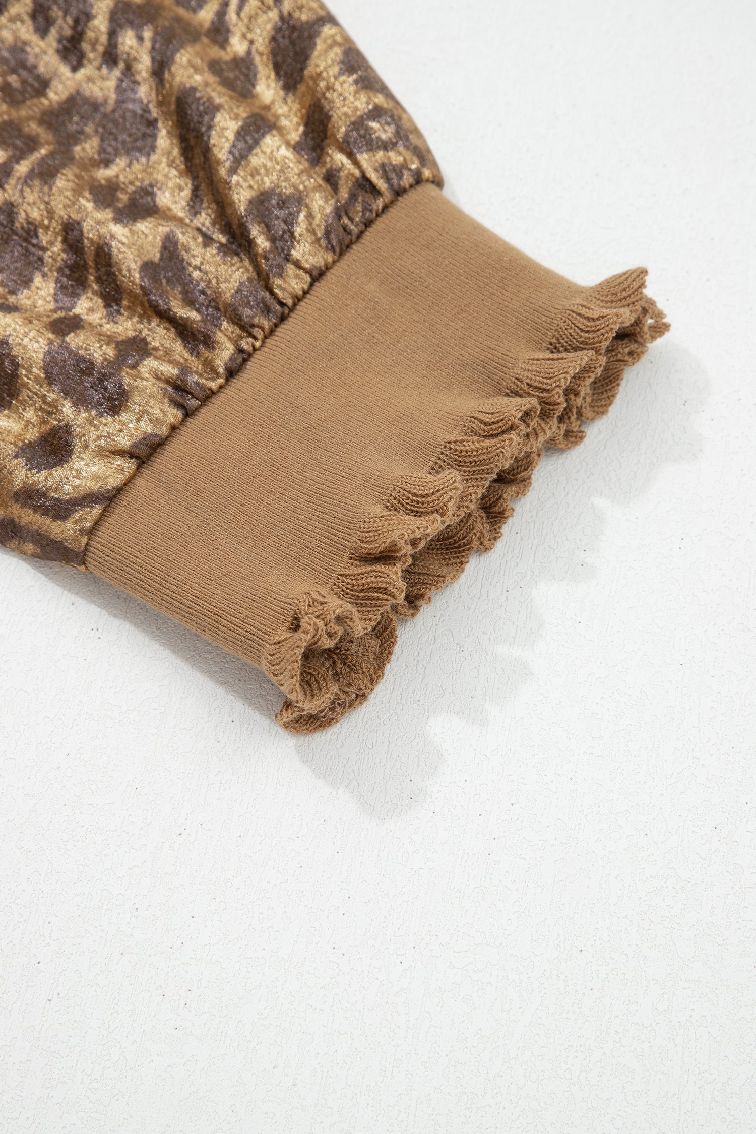 Gold Half Sleeve Metallic Leopard Print Blouse