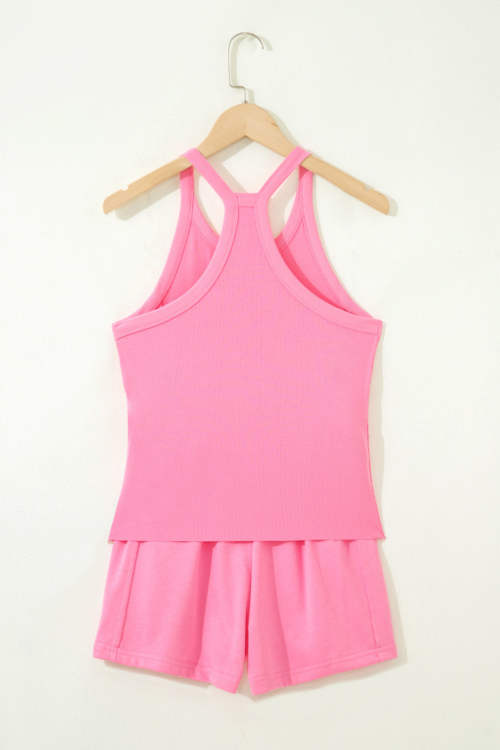 Slim Tank Top Elastic High Waist Shorts 2pcs Outfit