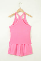 Slim Tank Top Elastic High Waist Shorts 2pcs Outfit