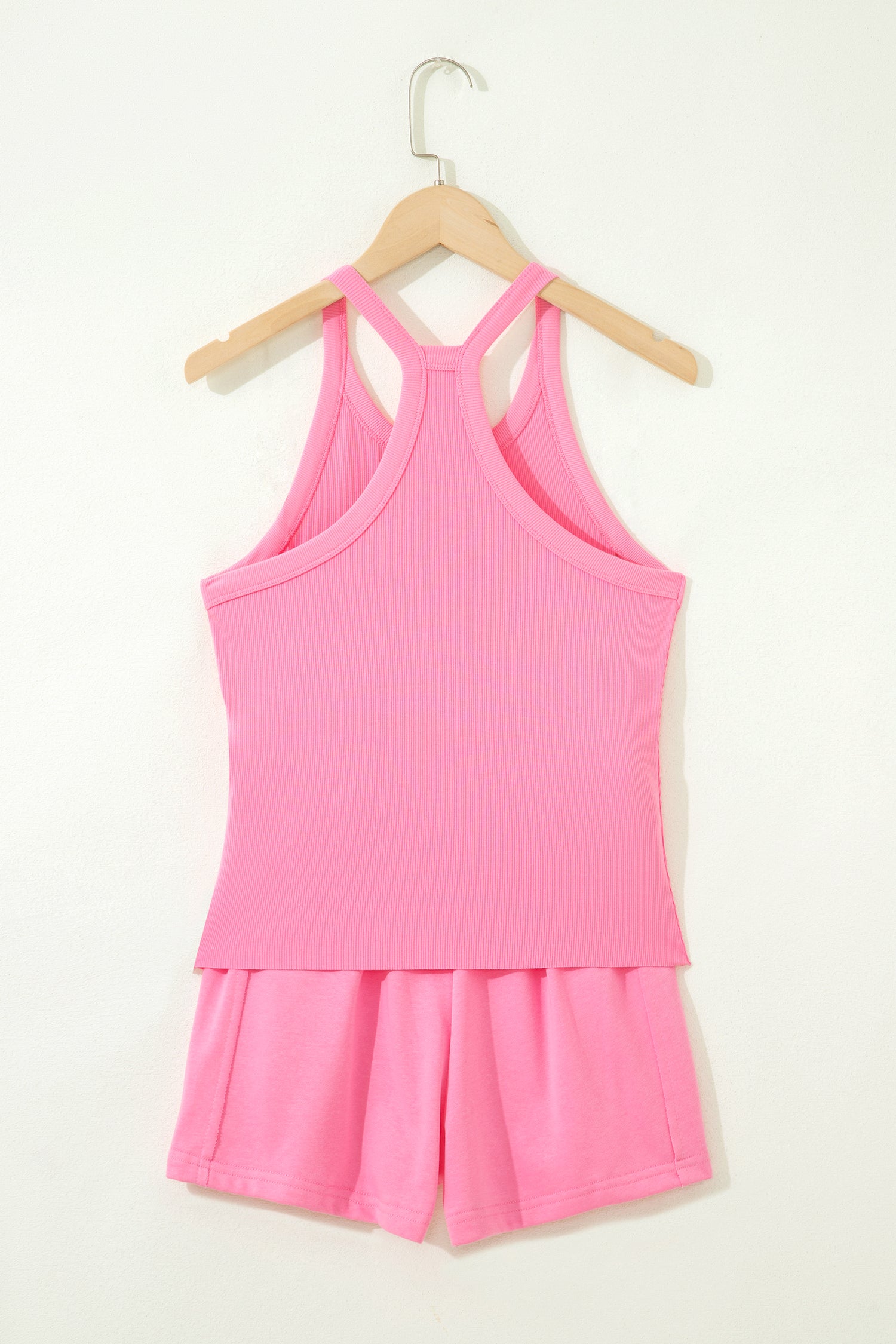 Slim Tank Top Elastic High Waist Shorts 2pcs Outfit