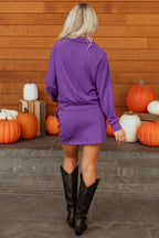 Half Zip Sporty Pullover Mini Skort 2pcs Outfit