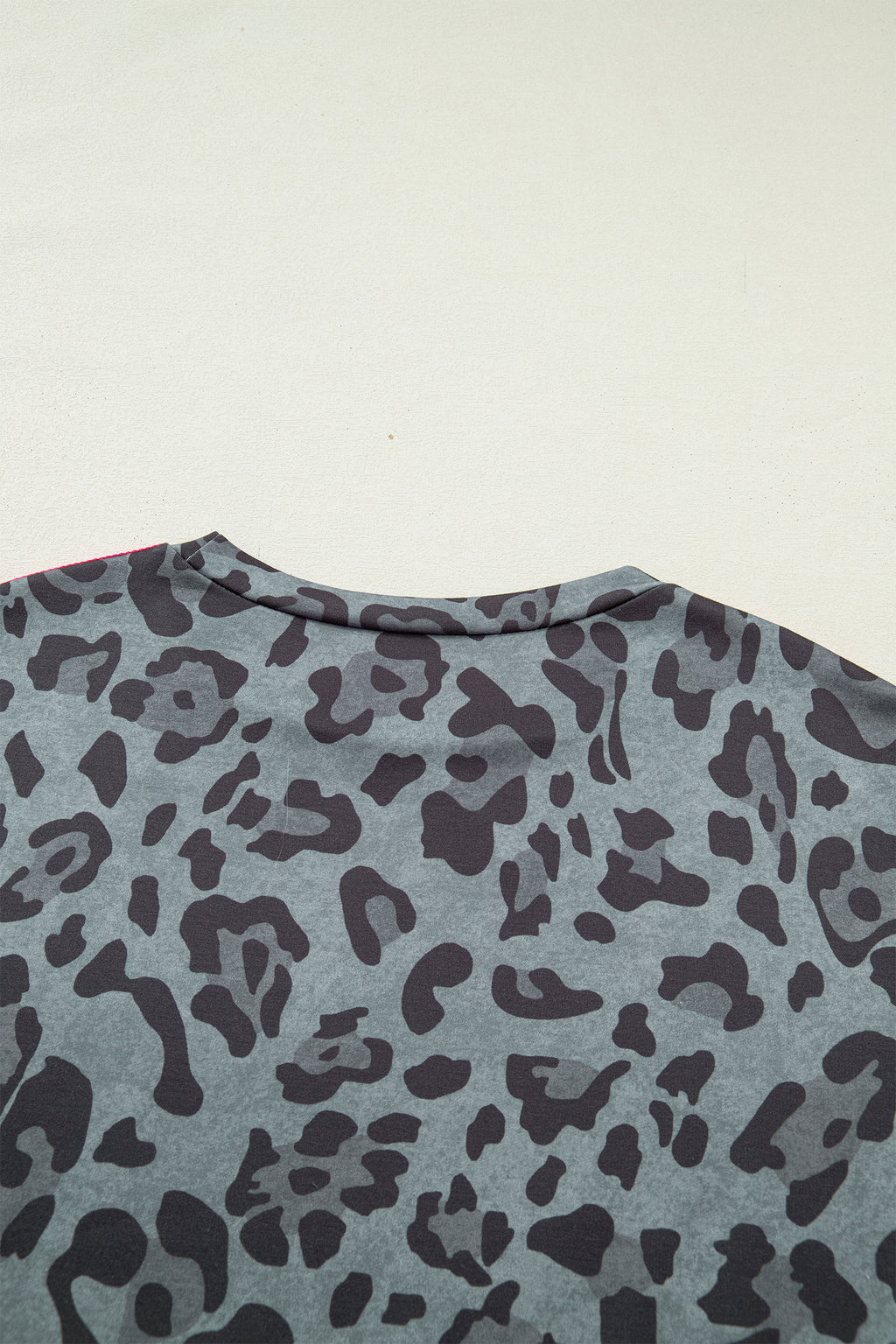 Leopard Print Varsity Striped Trim Long Sleeve Top