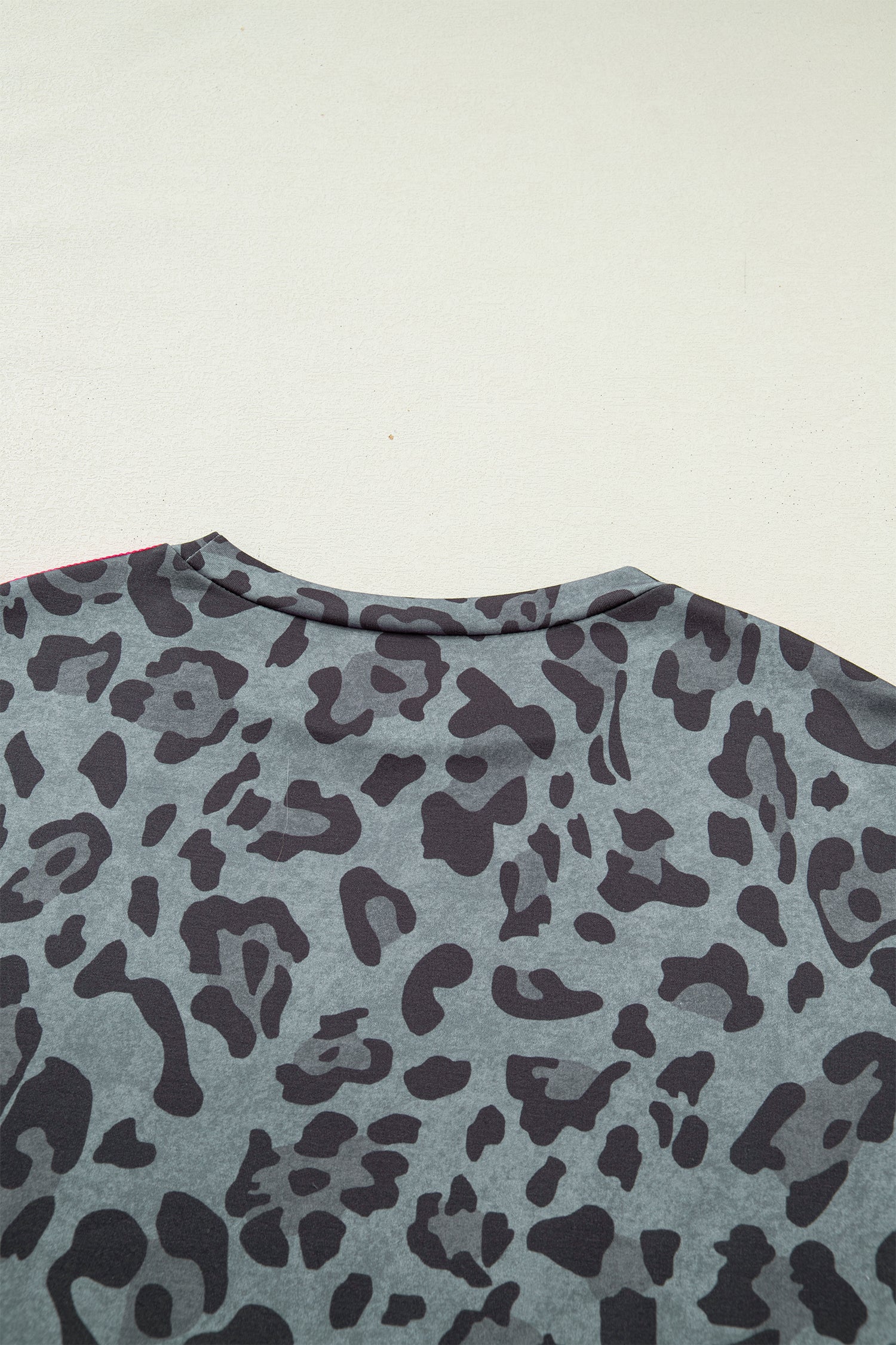 Leopard Print Varsity Striped Trim Long Sleeve Top
