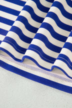 Textured Stripe Print Contrast Trim Zip Collar Sleeveless 2pcs Skort Set