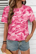 Camouflage Print Crew Neck T Shirt