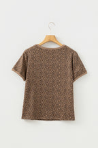 Khaki Fierce Leopard Crew Neck T Shirt