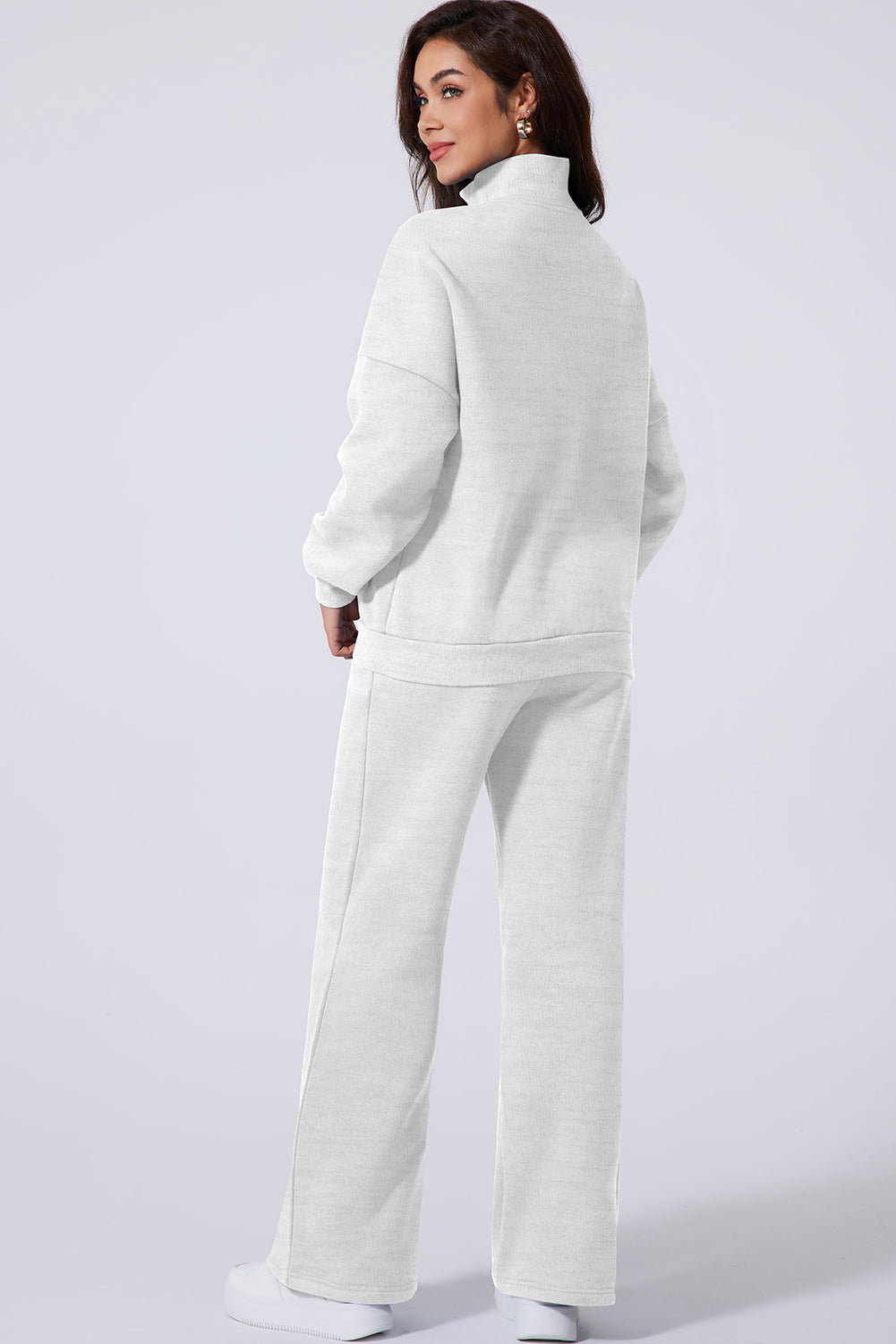 Drop Shoulder Zip Up Jacket Drawstring Pants Active 2pcs Set