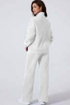 Drop Shoulder Zip Up Jacket Drawstring Pants Active 2pcs Set