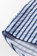Blue Stripe Button Down Long Sleeve Loose Shirt